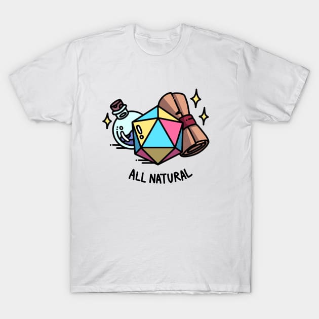 All Natural Pansexual DnD D20 T-Shirt by wobigon